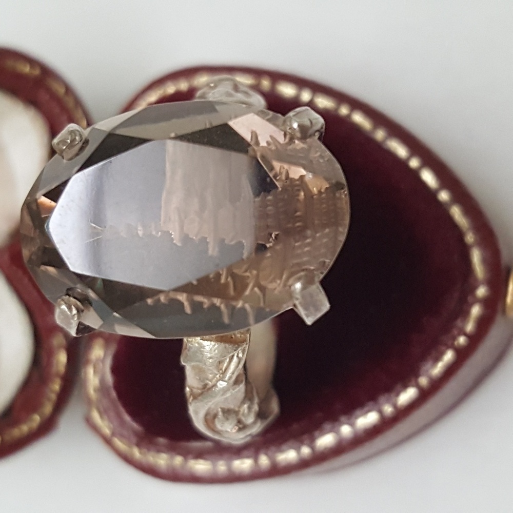 Antique  Sterling Silver Genuine Smoky Quartz Ring